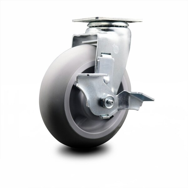 6 Inch Thermoplastic Rubber Swivel Caster with Ball Bearing and Brake SCC